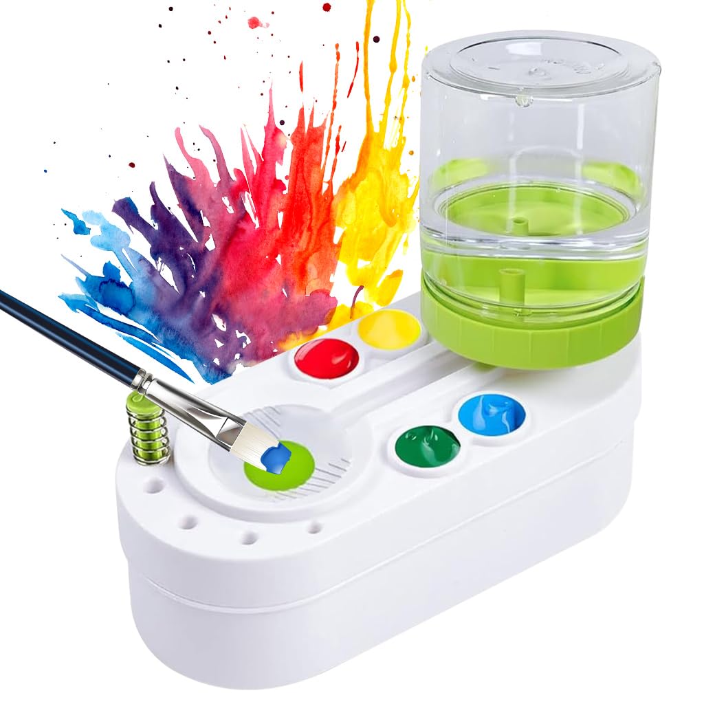 HASTHIP 2 in 1 Paint Brush Cleaner Machine Desk Paint Brush Cleaner with Flushing Button & Auto Refill Refill Water Tank Paint Brush Cleaner for Oil Paint Brushes, Acrylic Paint Brushes, Makeup Brush HASTHIP 2 in 1 Paint Brush Cleaner Machine Desk Paint Brush Cleaner with Flushing Button & Auto Refill Refill Water Tank Paint Brush Cleaner for Oil Paint Brushes, Acrylic Paint Brushes, Makeup Brush